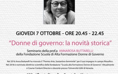 Giovedì 7 ottobre: “Donne di Governo. La novità storica”