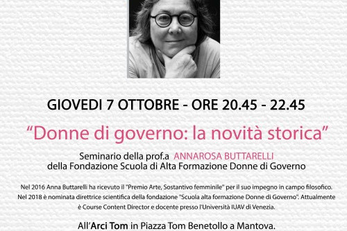 Giovedì 7 ottobre: “Donne di Governo. La novità storica”