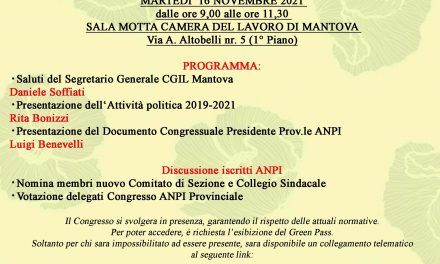 Martedì 16 novembre: Congresso della sezione Anpi della Cgil di Mantova