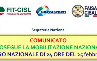 Trasporti, mobilitazione nazionale di 24 ore il 25 febbraio