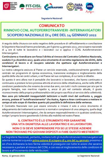 SCIOPERO NAZIONALE TRASPORTO PUBBLICO LOCALE VENERDÌ 14 GENNAIO. Enzo Garaboldi (Segretario Provinciale Filt Cgil Mantova): “e Associazioni Datoriali non vogliono ascoltare la voce dei lavoratori che chiedono di rendere più dignitoso il loro lavoro”