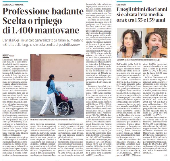 Professione badante: la scelta o ripiego di 1.400 mantovane