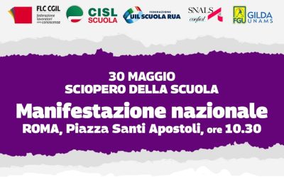 Lunedì 30 maggio 2022 Sciopero Nazionale del personale della scuola