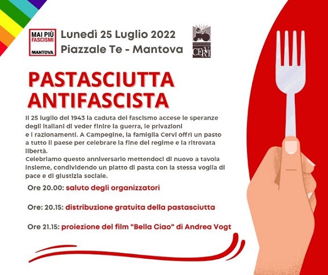 Pastasciutta antifascista nel piazzale del Te