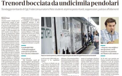 Sondaggio di Filt Cgil, Federconsumatori e Rete Studenti: Trenord bocciata dai pendolari. Garaboldi (Filt Cgil Mantova): “Nella nostra provincia serve migliore integrazione fra trasporto ferroviario e su gomma”