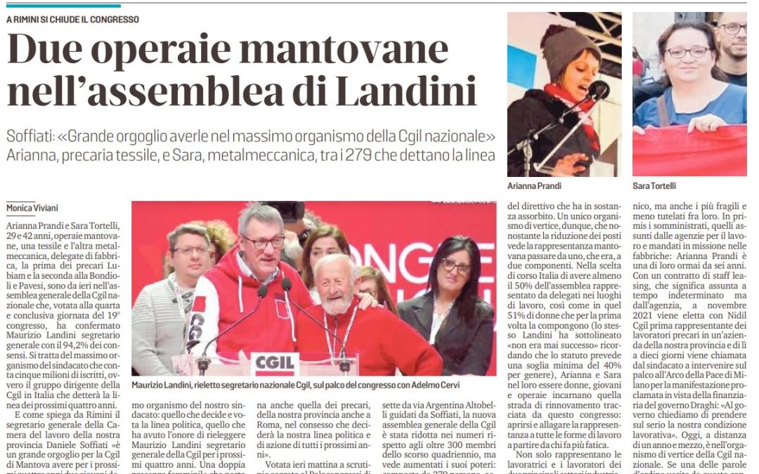 Congresso Nazionale Cgil, rieletto Landini e due delegate mantovane entrano nell’assemblea generale