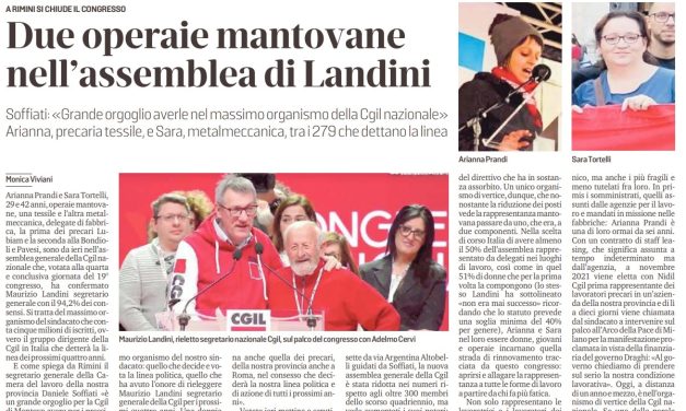 Congresso Nazionale Cgil, rieletto Landini e due delegate mantovane entrano nell’assemblea generale