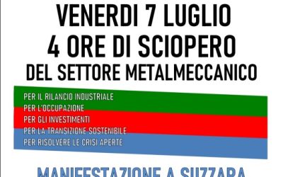 Metalmeccanici in sciopero il 7 luglio. La Fiom: “Settore in sofferenza Servono politiche industriali”. A Suzzara corteo e manifestazione