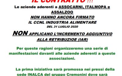 “E’ ora di firmare il contratto: il 6 luglio a Pegognaga assemblea sindacale aperta per invitare associazioni non firmatarie del CCNL Industria Alimentare a sottoscrivere il contratto