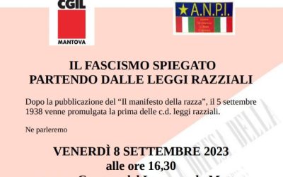 “Il Fascismo spiegato partendo dalle leggi razziali”, alla Cgil di Mantova un approfondimento storico e tecnico