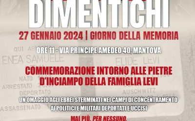 Sabato 27 gennaio a Mantova: Anpi Cgil e Anpi Tolazzi portano Fiori e Ricordi sulle pietre d’inciampo. Per non dimenticare