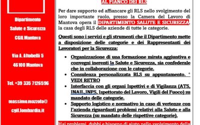 Sicurezza sul lavoro, il Dipartimento Salute e Sicurezza della Cgil Mantova a fianco degli RLS