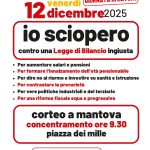 Venerdì 12 dicembre Sciopero generale e corteo a Mantova per dire no a una Finanziaria che non risponde alle necessità di lavoratrici e lavoratori, pensionate e pensionati