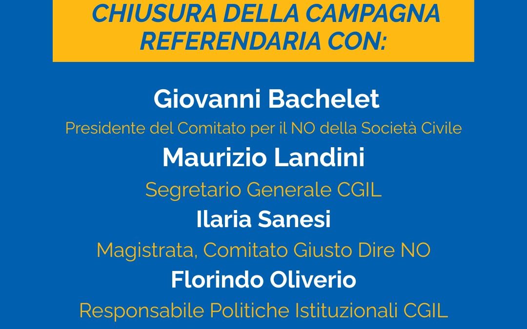 No alla riforma della giustizia, le iniziative del Comitato del NO: il 17 marzo Bachelet e Landini chiudono la campagna al Mamu