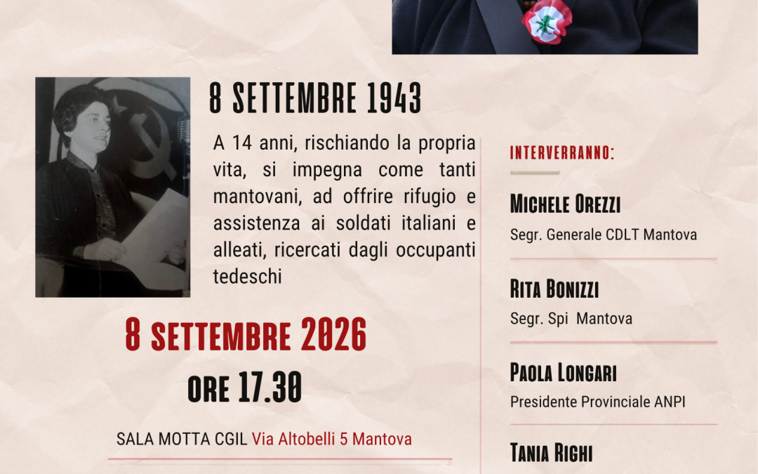 L’8 settembre alla Cgil di Mantova incontro in memoria di Maria Zuccati