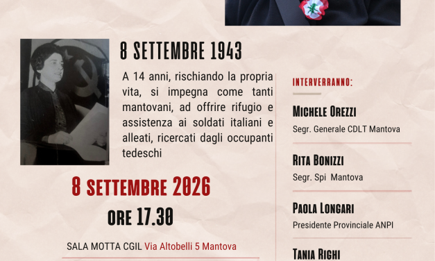 L’8 settembre alla Cgil di Mantova incontro in memoria di Maria Zuccati